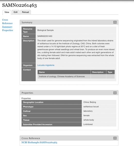 Imported BioSample. BioSample SAMN02261463 represented as a Chado Biomaterial/Tripal Sample bundle as imported by the Tripal EUtils module. The properties imported are for geographic location, phenotype, cultivar, sex, tissue and submitter provided accession.