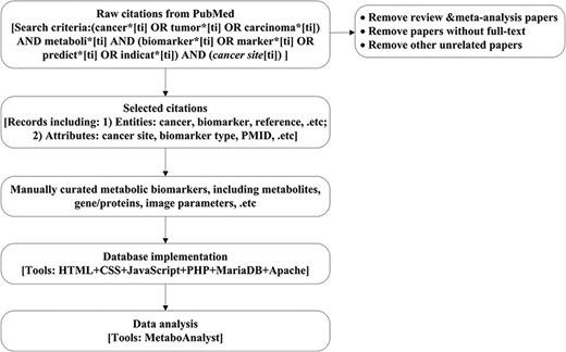 Work flow chart. Here, the cancer site will be specific to cancer site searched, e.g. breast, prostate and lung. Details for search criteria and result are shown in supplementary file 1.