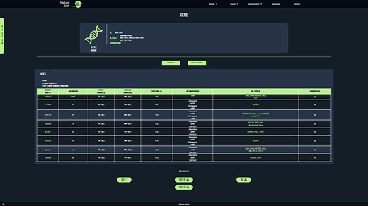 MetamORF gene-centric view. The page displays the transcripts and the ORFs related to SGK3 gene. A filter has been applied to select exclusively the ORFs detected in HFF, Jurkat, RPE-1, HEK293 or HeLa cells. Other filters may be used and the results can be exported as CSV, FASTA or BED files.