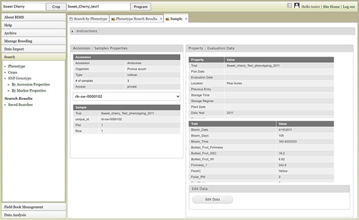 Sample tab where users can view and edit the phenotype details of a specific sample.