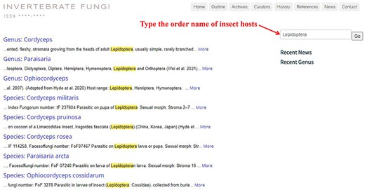 List of fungal species associated with Lepidopteran hosts.