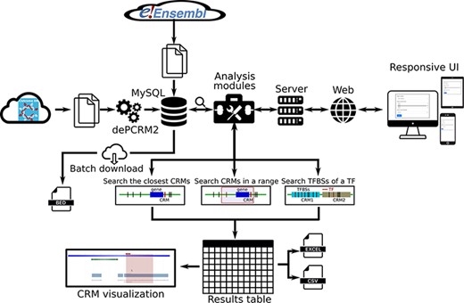 Overview of data integration and analysis modules and features of the PCRMS database.