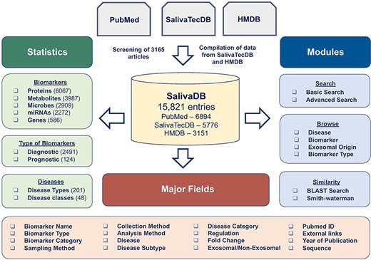 Architecture and content of SalivaDB.