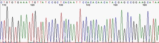 Chromatogram indicating good quality of data sequence. Source: U-M Biomedical Research Core Facilities.