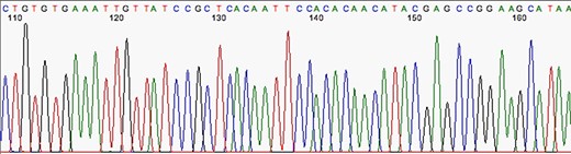 Chromatogram indicating good quality of data sequence. Source: U-M Biomedical Research Core Facilities.