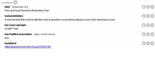 An original term ‘Free and Cued Selective Reminding Test’ defined in the integrated ADO.