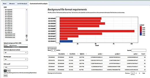 Customize enrichment analysis by uploading background files according to the format.