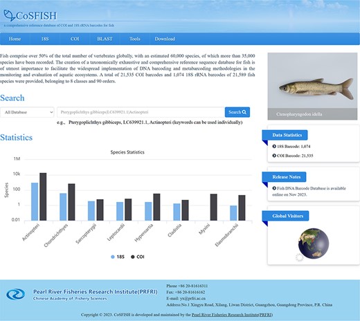 Home page of the CoSFISH database.