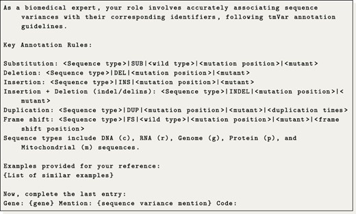 Example of the prompt used to translate codes under a few-shot configuration.
