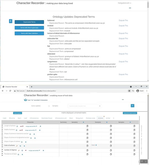 Ontology updates in Character Recorder.