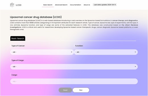 LCDD interface—basic search.