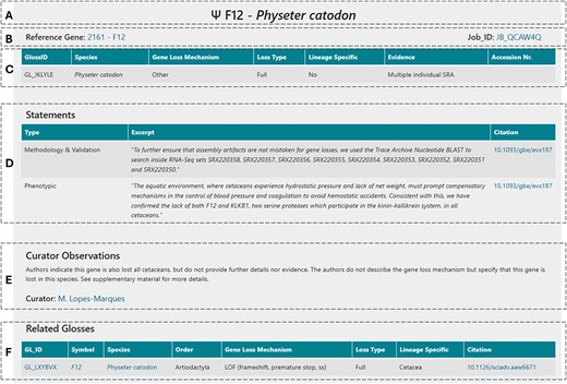 Example of the general structure of a GLoss annotation page.