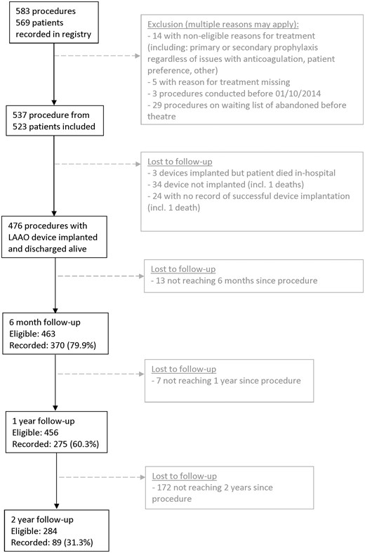 Patient flow in the LAAO CtE registry.