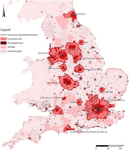 Greenbelts in England.