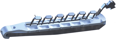 One array of six stainless steel micro-clips plus an extra heel clip.