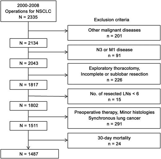 Patients included in this study. LN: lymph node; NSCLC: non-small-cell lung cancer.