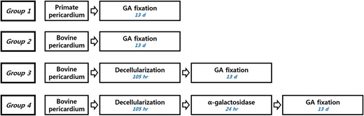 Flow diagram of the tissue treatment process (GA: glutaraldehyde; d: days; hr: hours ) .