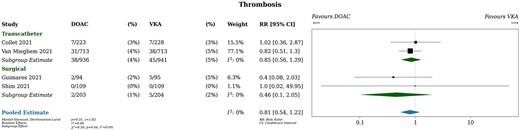 Thrombosis. DOAC: direct oral anticoagulant; RR: relative risk; VKA: vitamin K antagonist.