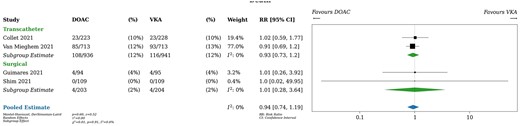 Death. DOAC: direct oral anticoagulant; RR: relative risk; VKA: vitamin K antagonist.