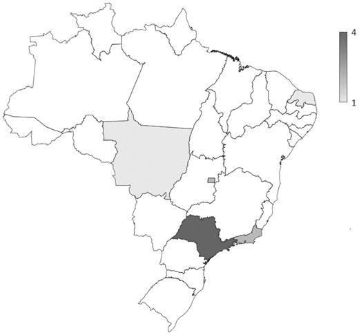 Professional affiliation of textbook authors by Brazilian federal state