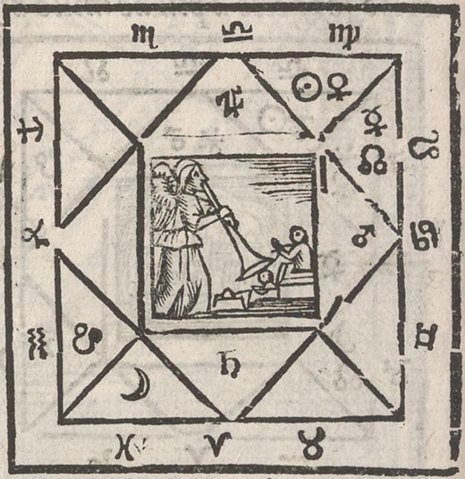 Fanti, Triompho di Fortuna: Figura showing an angel playing the trumpet (detail from carta 55v, XXI)