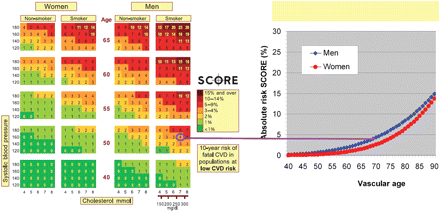 example of the use of the vascular age chart for a non vascular age chart