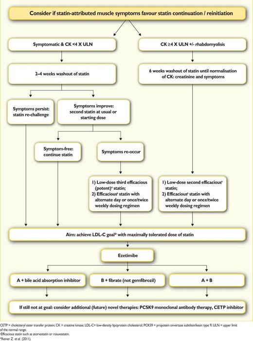 Algorithm for treatment of muscular symptoms during statin treatment.211.
