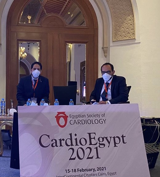 Professor Magdy Abdelhamid (Immediate Past President, Egyptian Society of Cardiology) and Professor Maged Ramsis (Co-Chairman, Cardio-Egypt 2021) chairing a joint session with the HFA and ESC