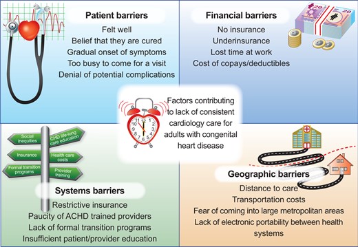 Summary of common barriers to appropriate adult congenital heart disease care.