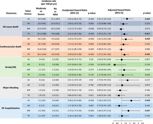 Prognostic impact of valve lesions