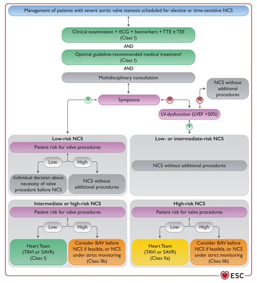 Management of patients with severe aortic valve stenosis scheduled for non-cardiac surgery.