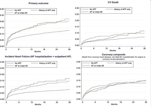 Figure 1. Kaplan-Maier curves for the key outcomes