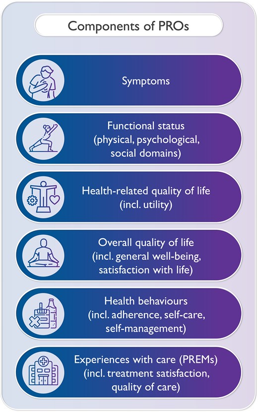 Components of patient-reported outcomes.