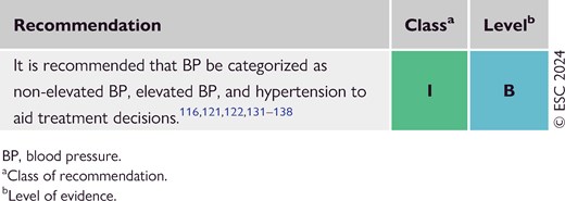 Recommendations for categorizing blood pressure (see Evidence Table 9)