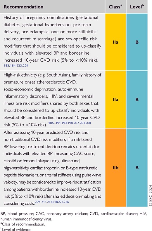Recommendations for refining cardiovascular disease risk (see Evidence Tables 12–14)