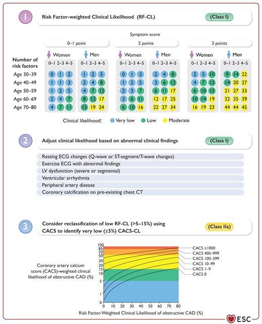 Adjustment and reclassification of the estimated clinical likelihood of obstructive coronary artery disease.