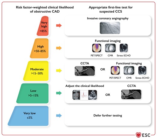 Appropriate first-line testing in symptomatic individuals with suspected chronic coronary syndrome.