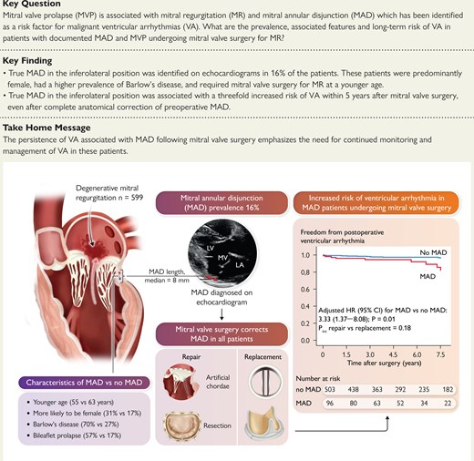 CI, confidence interval; HR, hazard ratio; MAD, mitral annular disjunction.