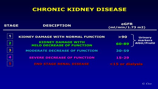 Definition and staging of CKD.