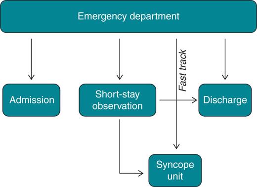 Careggi Model: different assignment after evaluation in the ED. Some of the patients assigned to Short-Stay Observation can be admitted or referred to the SU at the end of the 48-h observation, when clinically indicated. For a description of the pathways, see the text.