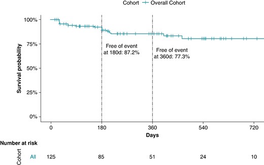 Survival analysis of the overall cohort with successful acute ablation.