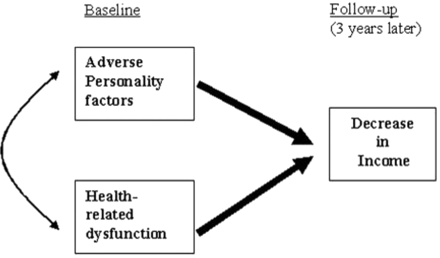 Hypothetical model, personality and health-related function as predictors of income decrease