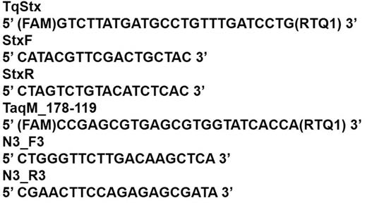 Sequences of primers and TaqMan probes used for real-time PCR.