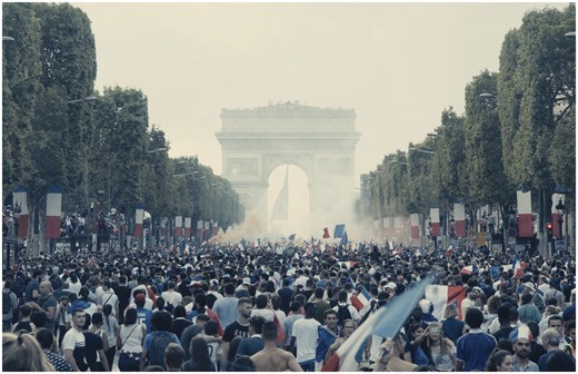 Support for the French national team at the World Cup. Les Misérables, dir. by Ladj Ly (France, 2019), 3:11. Reproduced with permission of SRAB Films - Rectangle Productions - Lyly Films.