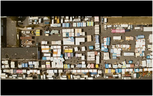 The market. Les Misérables, dir. by Ladj Ly (France, 2019), 26:40. Reproduced with permission of SRAB Films - Rectangle Productions - Lyly Films.