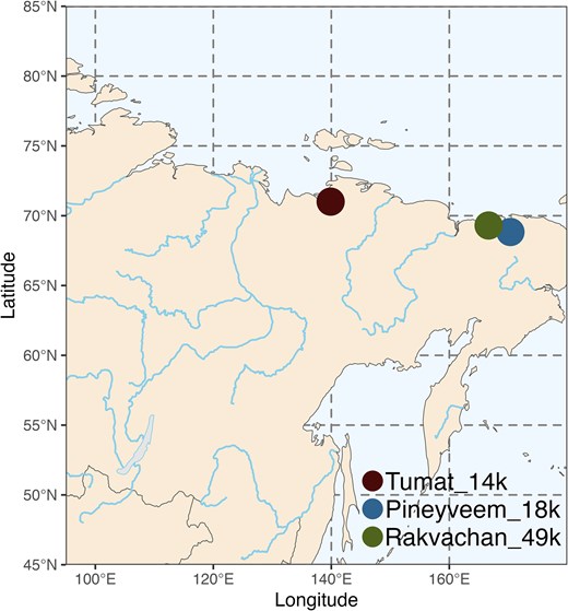 Sample locations in northeast Siberia.