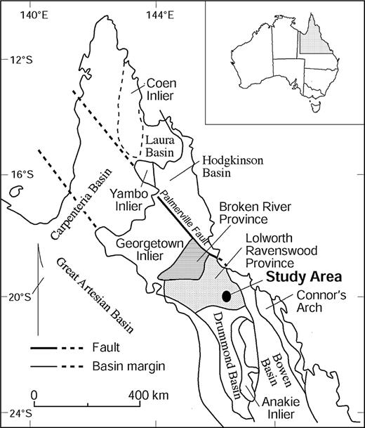 Regional geological setting of the Lolworth—Ravenswood Province (after Hutton 1994).
