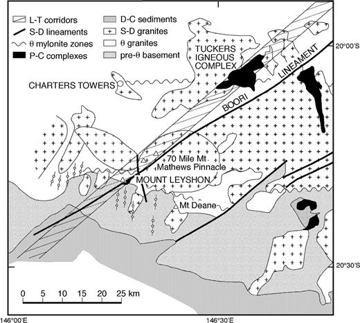 Geological context of the Leyshon—Tuckers Corridor (after Hutton 1994).