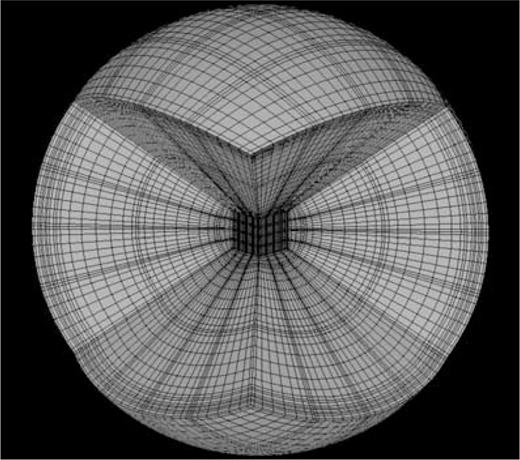 图2中标记为“U”的模型在45°（顶部）和90°（底部）处记录的表面位移的径向（左侧面板）和纵向（右侧面板）分量。在每幅图中，将光谱元素解（虚线）与正常模式参考（实线细线）进行比较，并将残差（实线粗线）放大10倍。