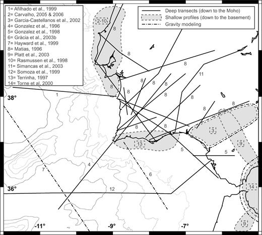 Location of the interpreted seismic profiles used in this study.